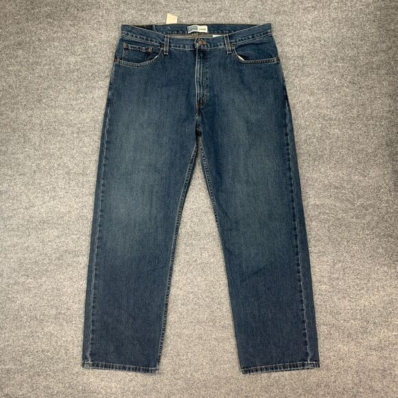 Levis Signature Jeans Mens 38x32 Blue Straight Leg Cotton Denim Dark Wash 2008 - Picture 2 of 13